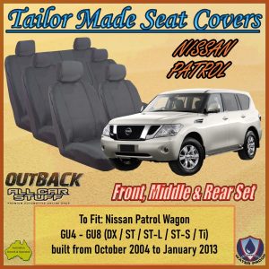 Tailor Made Canvas Seat Covers for Nissan Patrol GU Y61 Wagon: 10/2004 - 01/2013