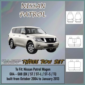Tailor Made Canvas Seat Covers for Nissan Patrol GU Y61 Wagon: 10/2004 - 01/2013