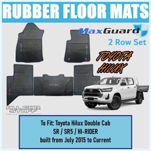 Front & Rear Rubber Floor Mats for Toyota Hilux Dual Cab: from 07/2015 - Current