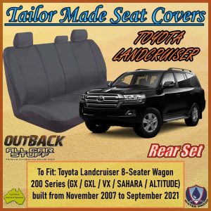 Canvas Rear (3rd) Row Seat Covers for Toyota Landcruiser 200: 11/2007 to 09/2021