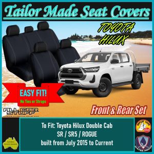 Full Neoprene Seat Covers for Toyota Hilux Double Cab SR/SR5: 07/2015 to Current