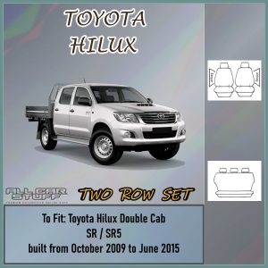 Black Canvas Seat Covers for Toyota Hilux Dual Cab SR/SR5: 10/2009 to 06/2015