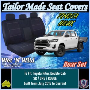Neoprene Rear Seat Covers for Toyota Hilux SR/SR5 Dual Cab: 07/2015 to Current
