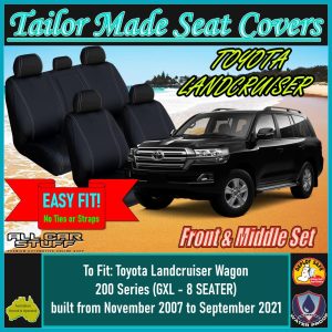 Full Neoprene Front & Middle Seat Covers for Toyota Landcruiser (GXL) 200 Series