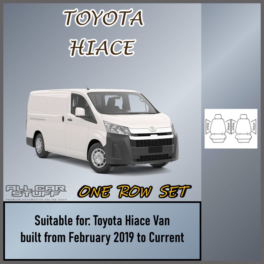 Premium PLUS Grey Fabric Seat Covers for Toyota Hiace Van: 02/2019 to Current