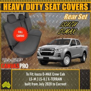 Full Canvas Grey Rear Seat Covers for Isuzu D-MAX LS-M/LS-U: 07/2020 to Current