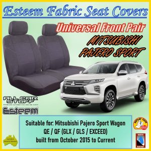 Esteem Grey Front Seat Covers to fit Mitsubishi Pajero Sport: 10/2015 to Current