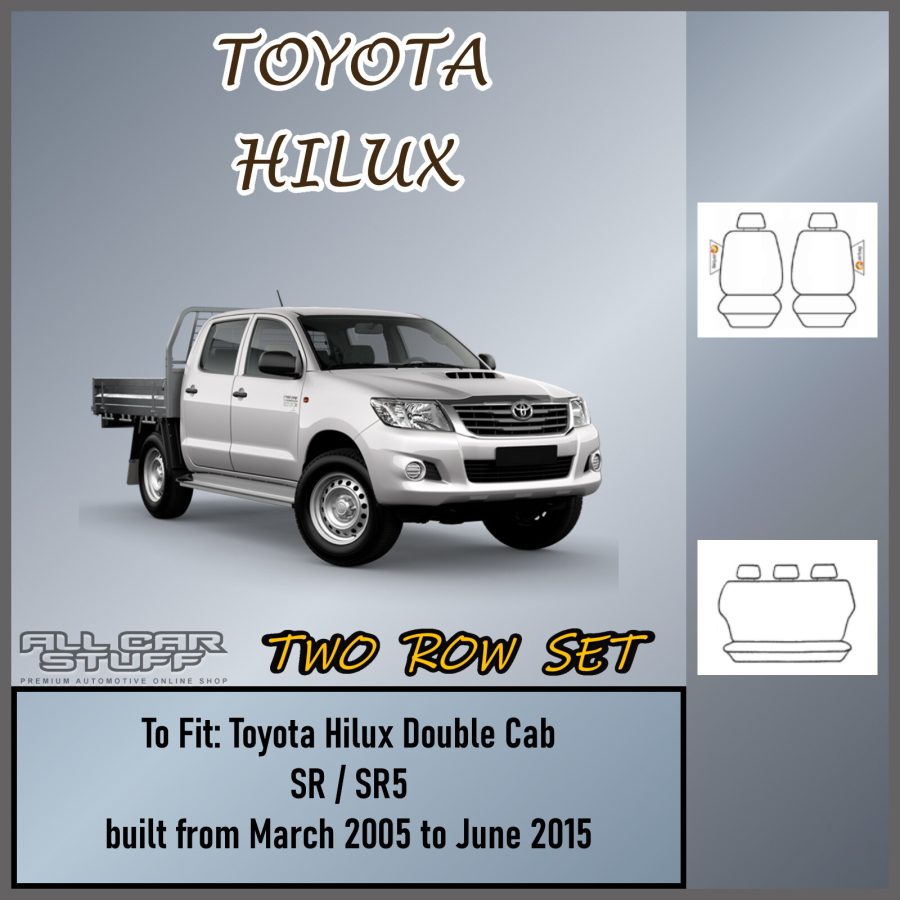 Premium Black Seat Covers for Toyota Hilux: SR/SR5 Double Cab: 03/2005 - 06/2015