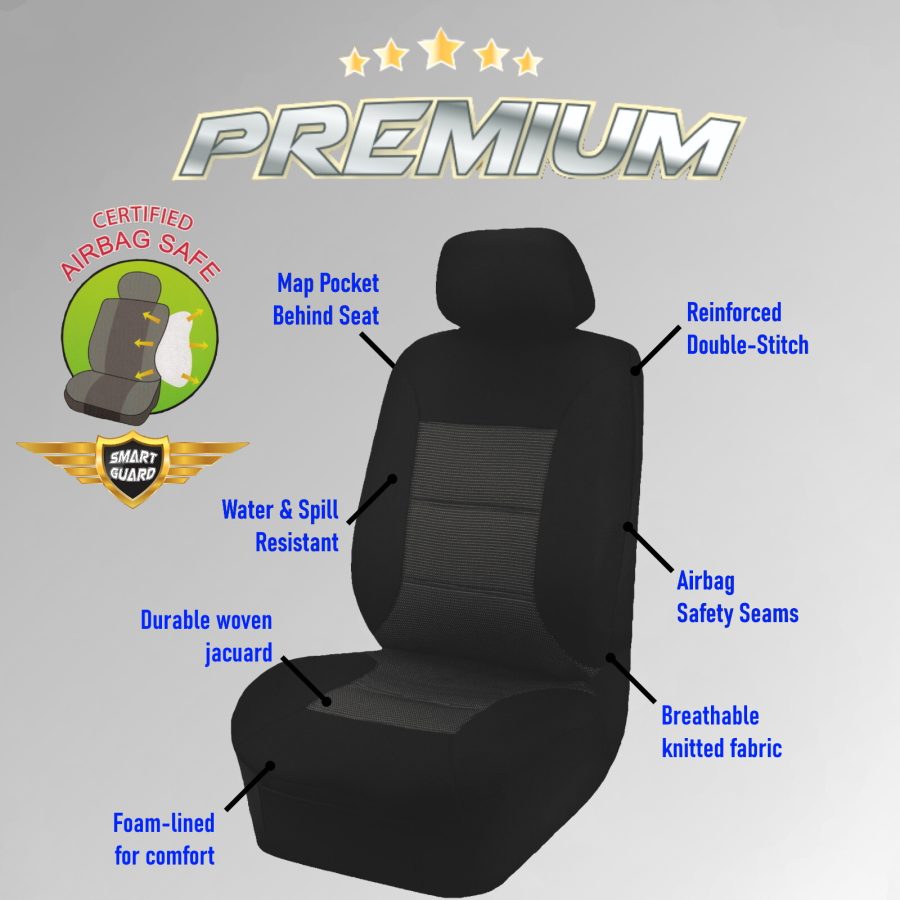 Premium Black Seat Covers for Toyota Hilux: SR/SR5 Double Cab: 03/2005 - 06/2015