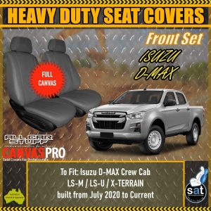 Full Canvas Front Seat Covers for Isuzu D-MAX (DMAX) Crew Cab: 07/2020 - Current