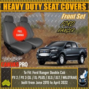 Full Canvas Front Seat Covers for Ford Ranger PX2/PX3: from 06/2015 to 04/2022