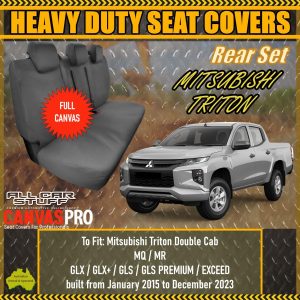Full Canvas Rear Seat Cover for Mitsubishi Triton MQ/MR: from 01/2015 to 12/2023