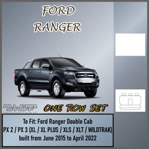 Full Canvas Grey Rear Seat Covers for Ford Ranger PX2/PX3: 06/2015 to 04/2022