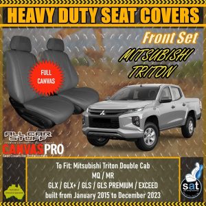 Full Canvas Front Seat Covers for Mitsubishi Triton MQ/MR: 01/2015 to 12/2023