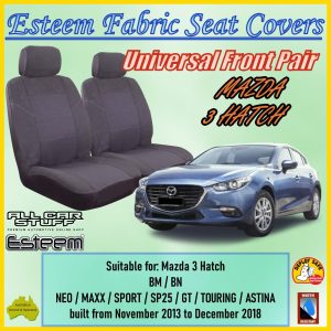 Esteem Grey Front Seat Covers to suit Mazda 3 Hatch BM/BN: 11/2013 to 12/2018