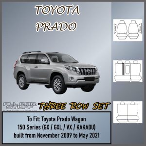 Premium Black Seat Covers for Toyota Prado 150 Series Wagon: 11/2009 to 05/2021