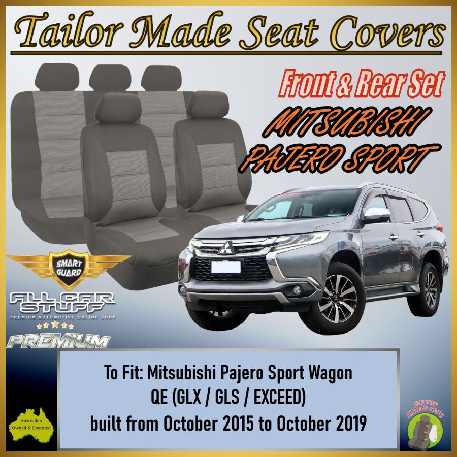 Premium Grey Seat Covers for Mitsubishi Pajero Sport QE Wagon: 10/2015 - 10/2019