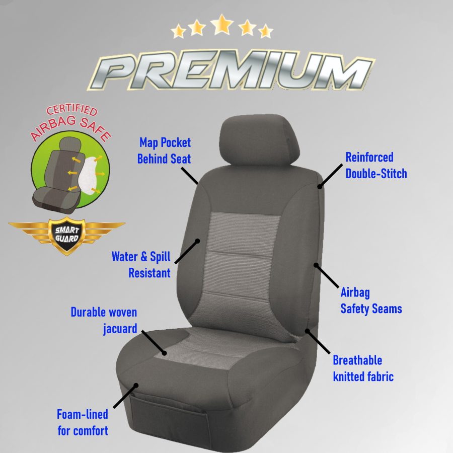 Premium Grey Seat Covers for Mitsubishi Pajero Sport QE Wagon: 10/2015 - 10/2019