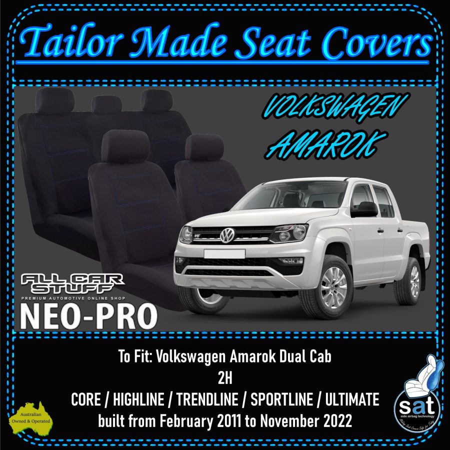 Neoprene Seat Covers for Volkswagen Amarok 2H Dual Cab: from 02/2011 to 11/2022