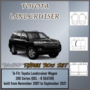 Premium Black Fabric Seat Covers for Toyota Landcruiser 200: 11/2007 to 09/2021