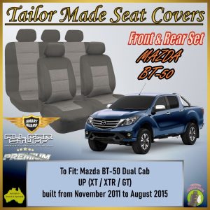 Premium Grey Seat Covers to fit Mazda BT50 (BT-50) Dual Cab: 11/2011 to 08/2015