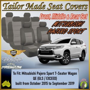 Premium Grey Seat Covers for Mitsubishi Pajero Sport (3 Row): 10/2015 - 09/2019