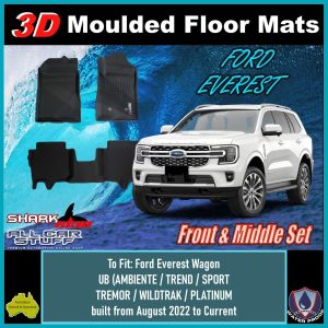 SharkSkin All Weather Moulded Floor Mats for Ford Everest UB: 08/2022 to Current