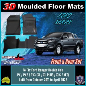 SharkSkin All Weather Moulded Floor Mats for Ford Ranger PX: 10/2011 to 04/2022