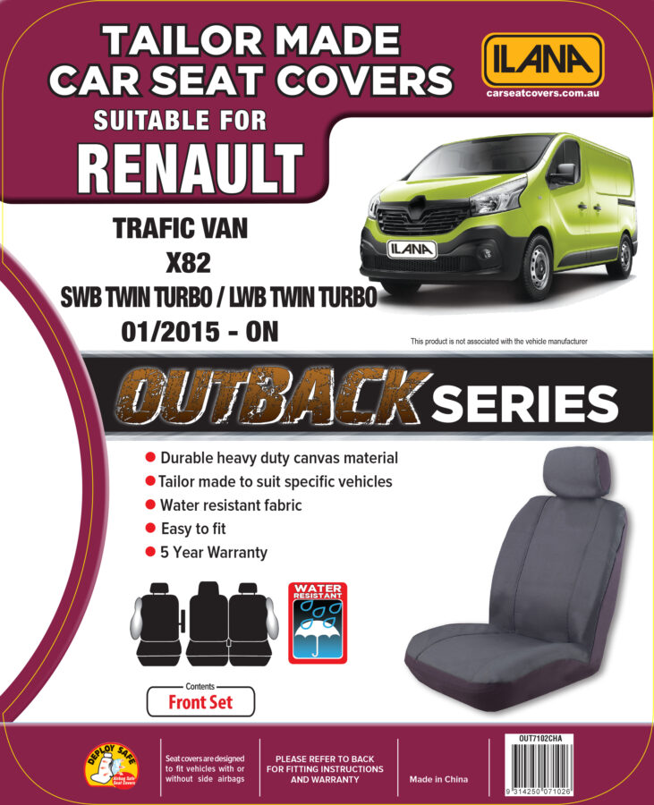 Renault Trafic X82 Twin Turbo (2015-Current) - Outback Canvas Seat Covers - Image 6